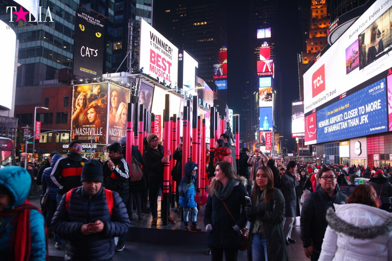 The Heart Sculpture for Valentine's Day and the Red Stairs Duffy in Times Square